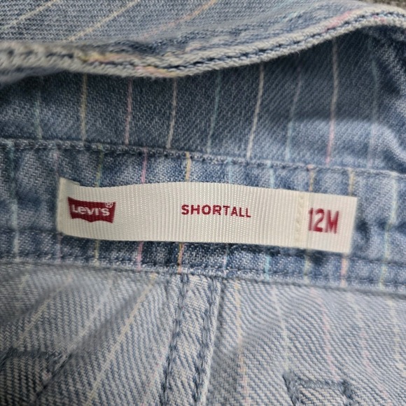 Levi's Baby 12M Light Wash Pinstripe Denim Shortall Overalls - Picture 3 of 4